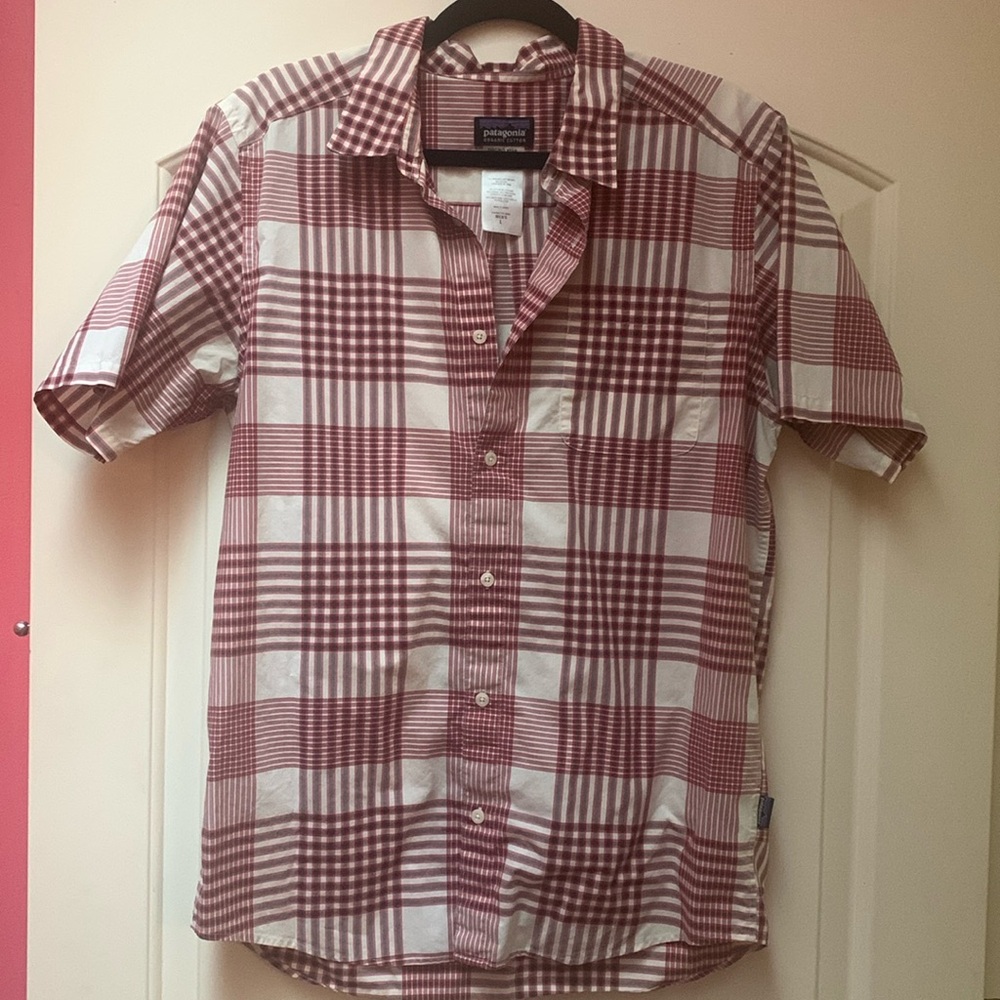 Men‘s L Patagonia Go To Organic Cotton plaid short sleeve button down shirt